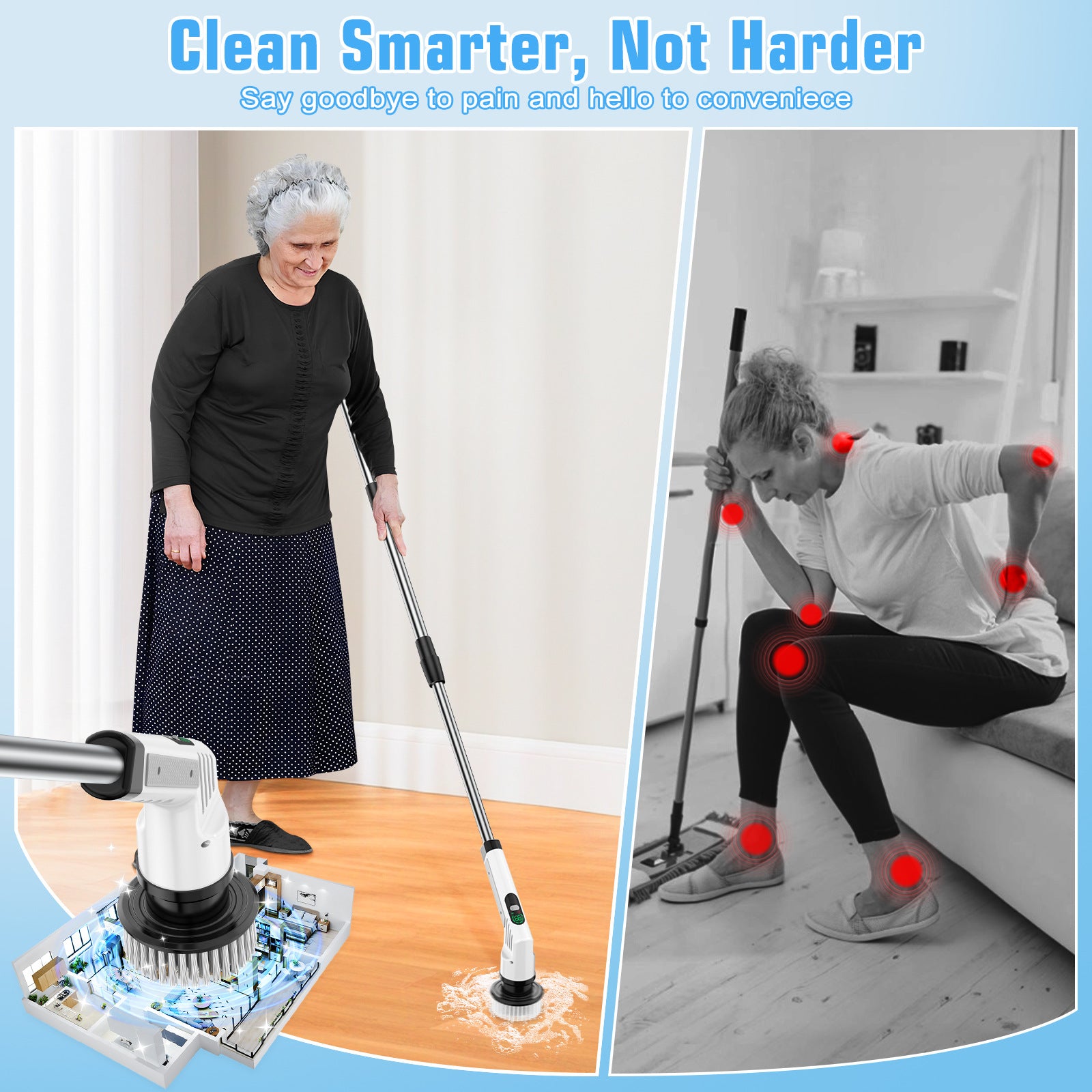 Adjustable Electric Cleaning Brush with Multiple Attachments