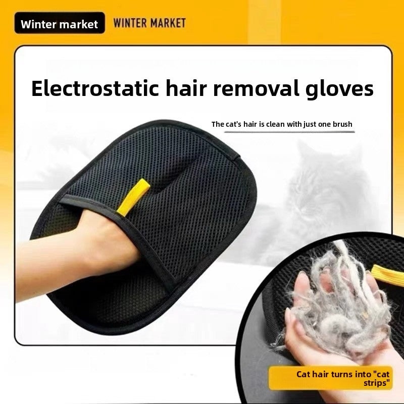 Pet Electrostatic Hair Removal Gloves — Two-Way Lint & Fur Cleaning Brush