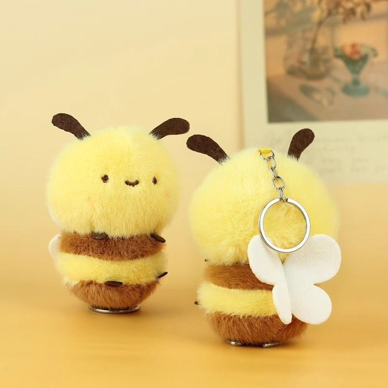 Cute Bee Plush Keychain Pendant