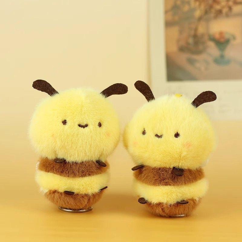 Cute Bee Plush Keychain Pendant