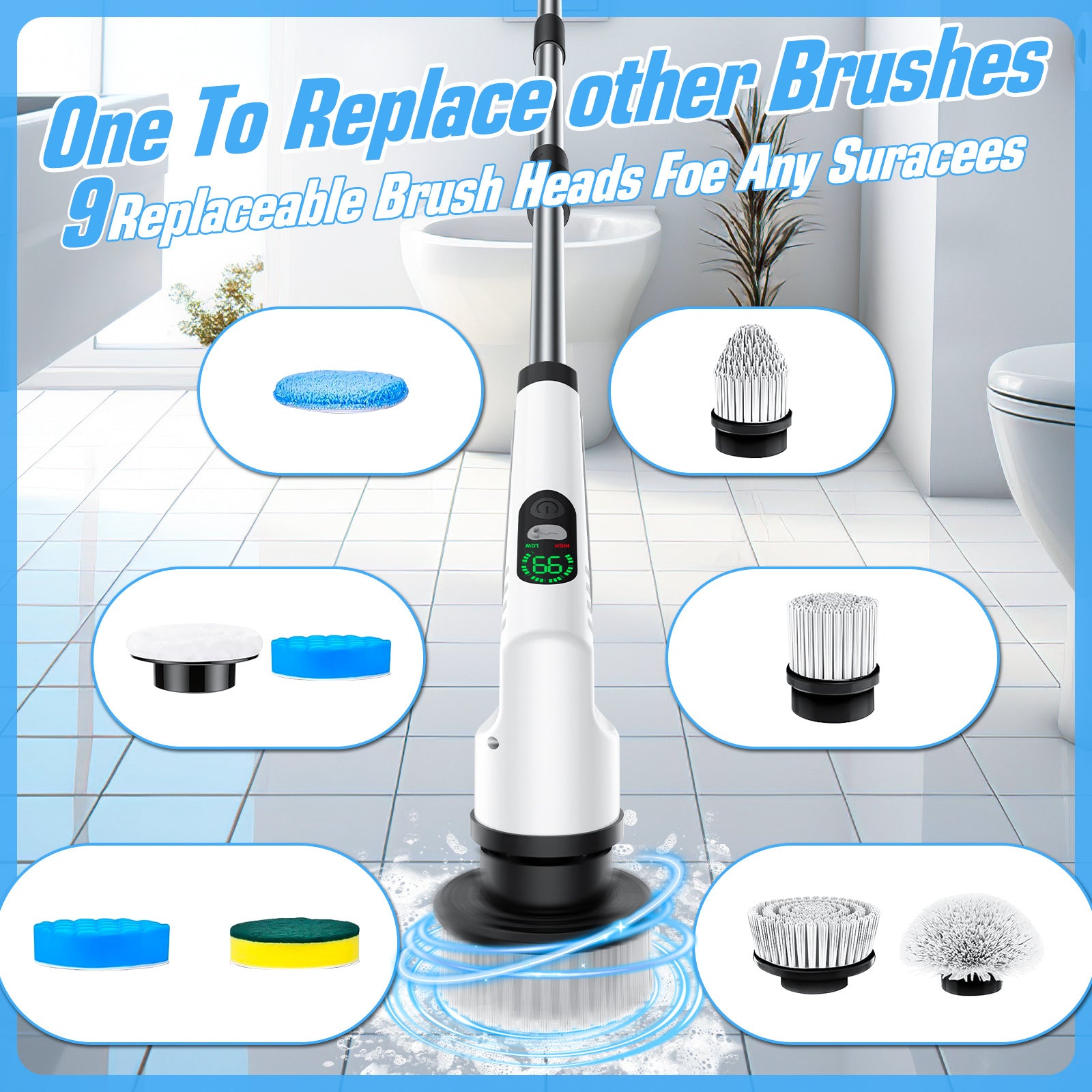 Adjustable Electric Cleaning Brush with Multiple Attachments