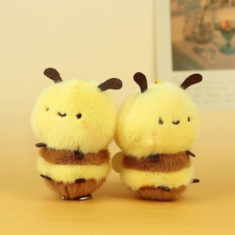 Cute Bee Plush Keychain Pendant